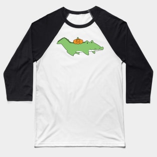 Halloween Pumpkin Alligator Baseball T-Shirt